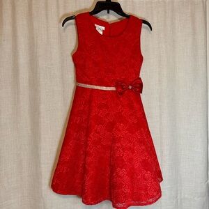 Girls 14 Bonnie Jean Red Sparkle Holiday Dress